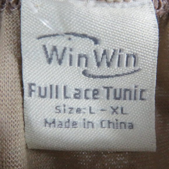 New WinWin Women Brown Full Lace Bell Sleeve Tunic Top L-XL - Picture 3 of 5